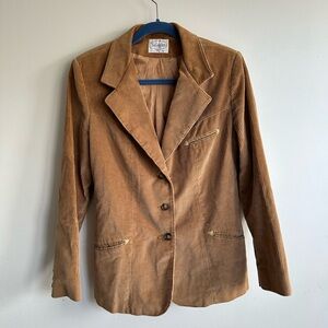 Vintage Brown Corduroy Blazer Jacket Womens Size M by Swingles Made in USA